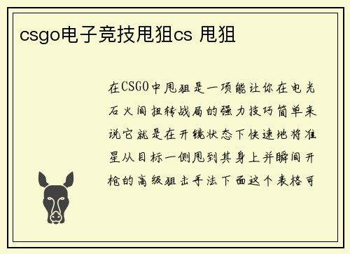 csgo电子竞技甩狙cs 甩狙
